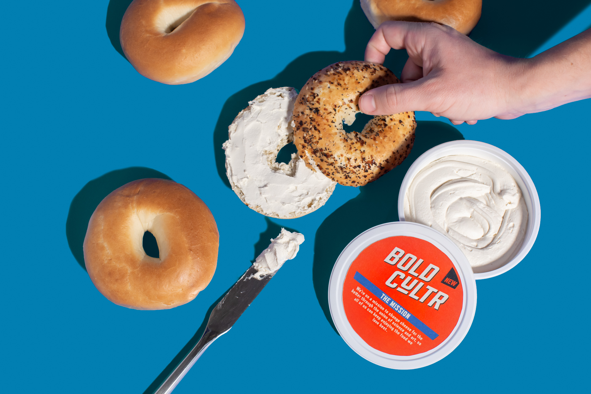 Bold Cultr bagels with cream cheese