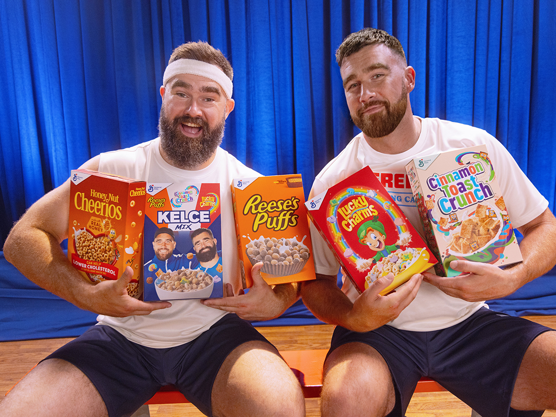 General Mills recruits Travis and Jason Kelce for legendary cereal line up of Honey Nut Cheerios, Cinnamon Toast Crunch, Lucky Charms, REESE’S PUFFS cereal and new Kelce Mix.
